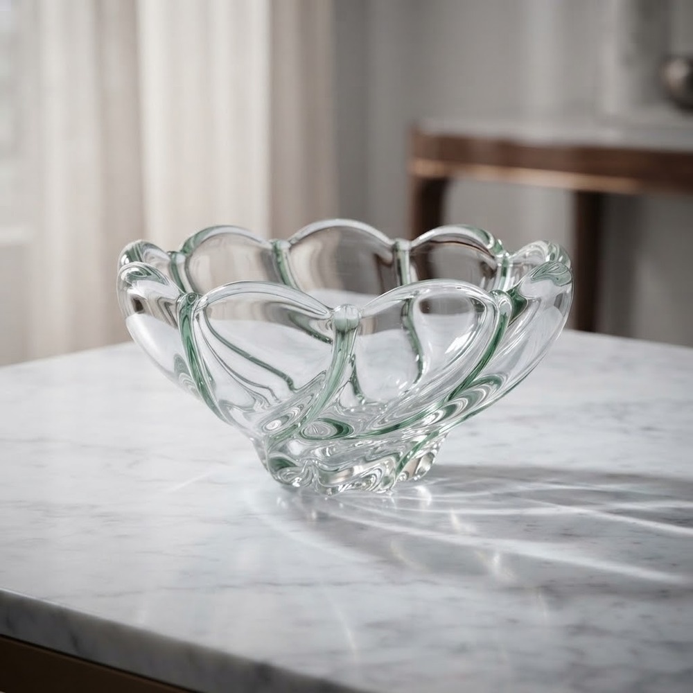 Vinitage Heavy Art Glass Mikasa Crystal Peppermint Green Swirl Bowl 5"